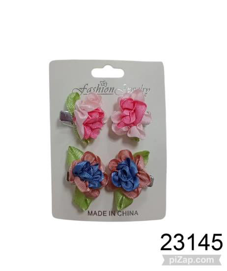 Imagen de HEBILLAS FLORES 4PZAS VAR.COLORES 9.25